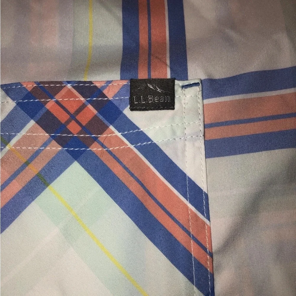 LL Bean Women’s SunMart Plaid Everyday Woven Shirt Long Sleeve Roll Tab XL